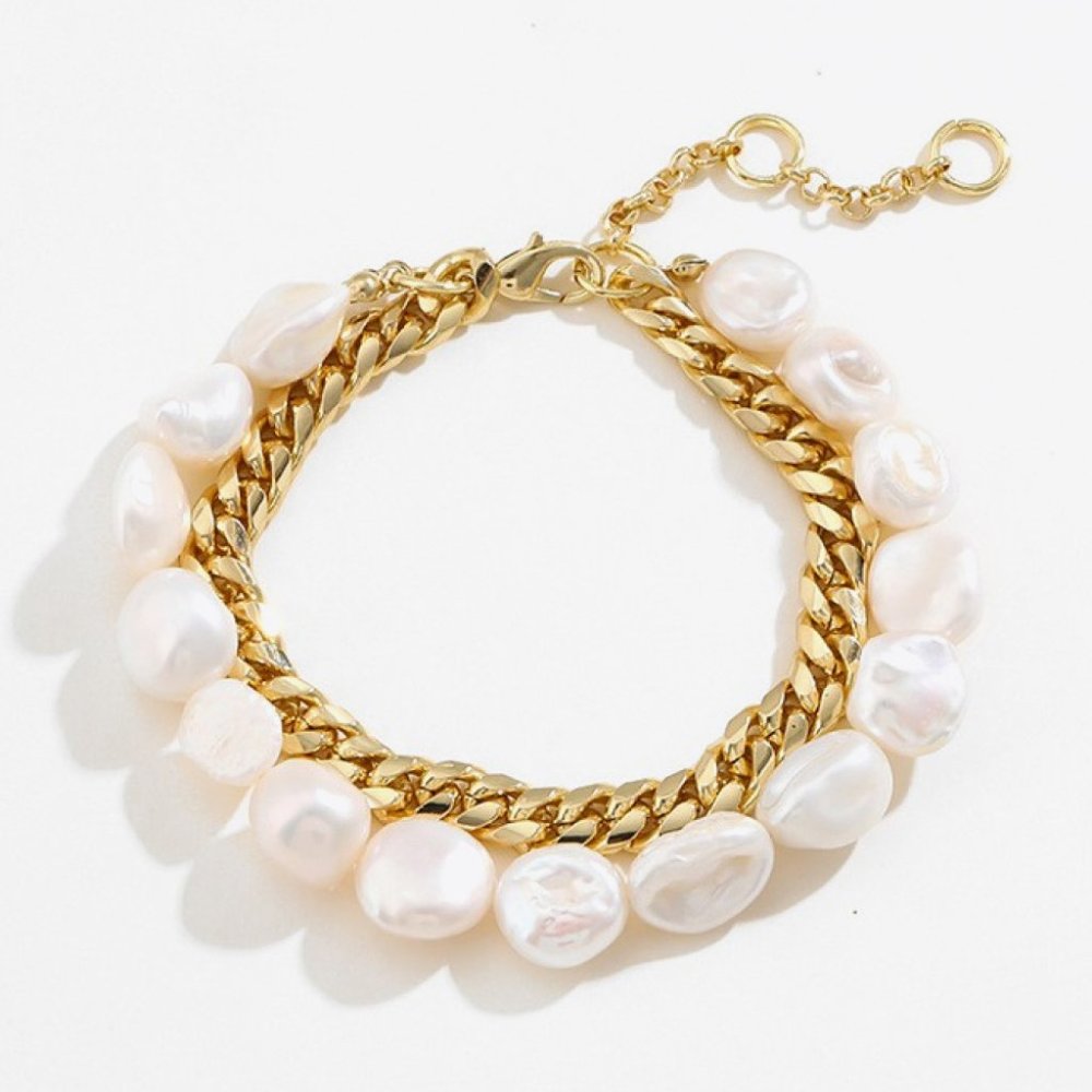 Two-Tone Double-Layered Bracelet For Women